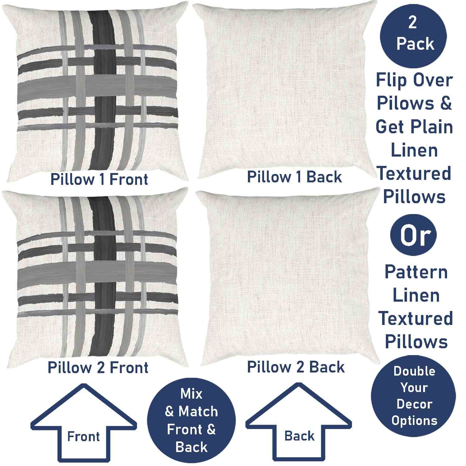 Ray & Iva Plaid Painterly & Watercolor Sunflower Pillow Cover Set