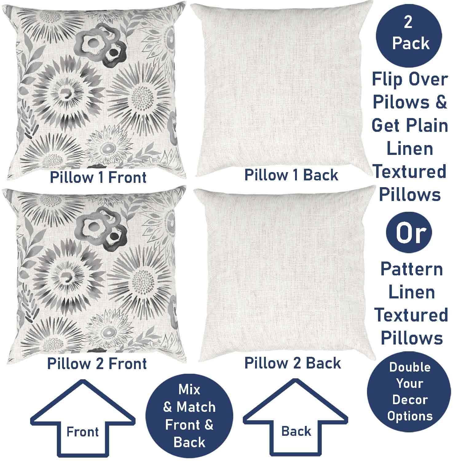 Ray & Iva Plaid Painterly & Watercolor Sunflower Pillow Cover Set