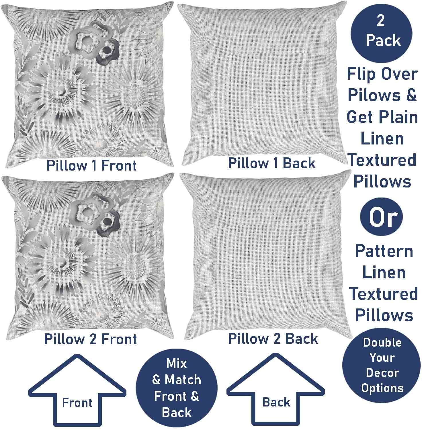 Ray & Iva Plaid Painterly & Watercolor Sunflower Pillow Cover Set