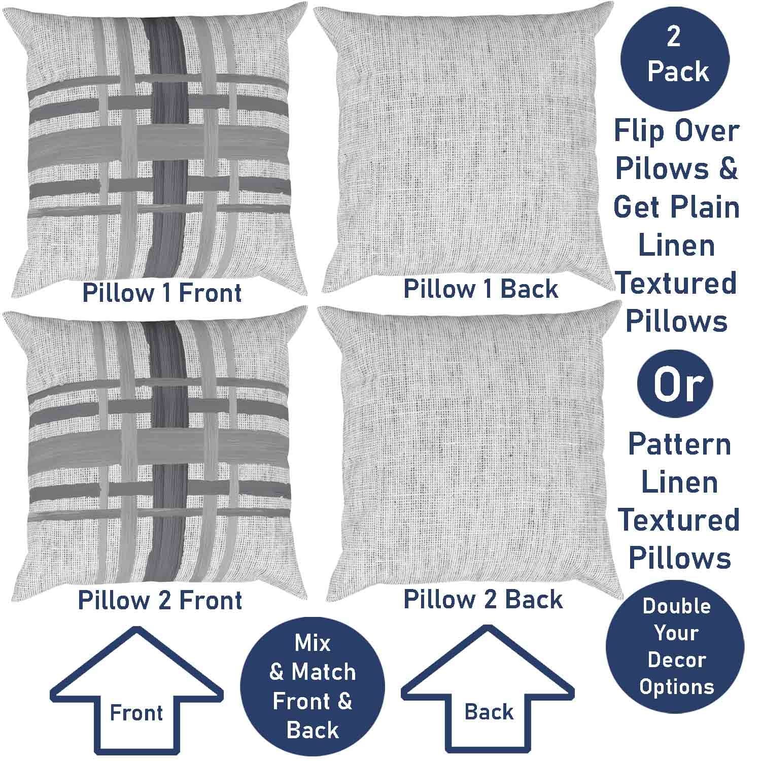 Ray & Iva Plaid Painterly & Watercolor Sunflower Pillow Cover Set