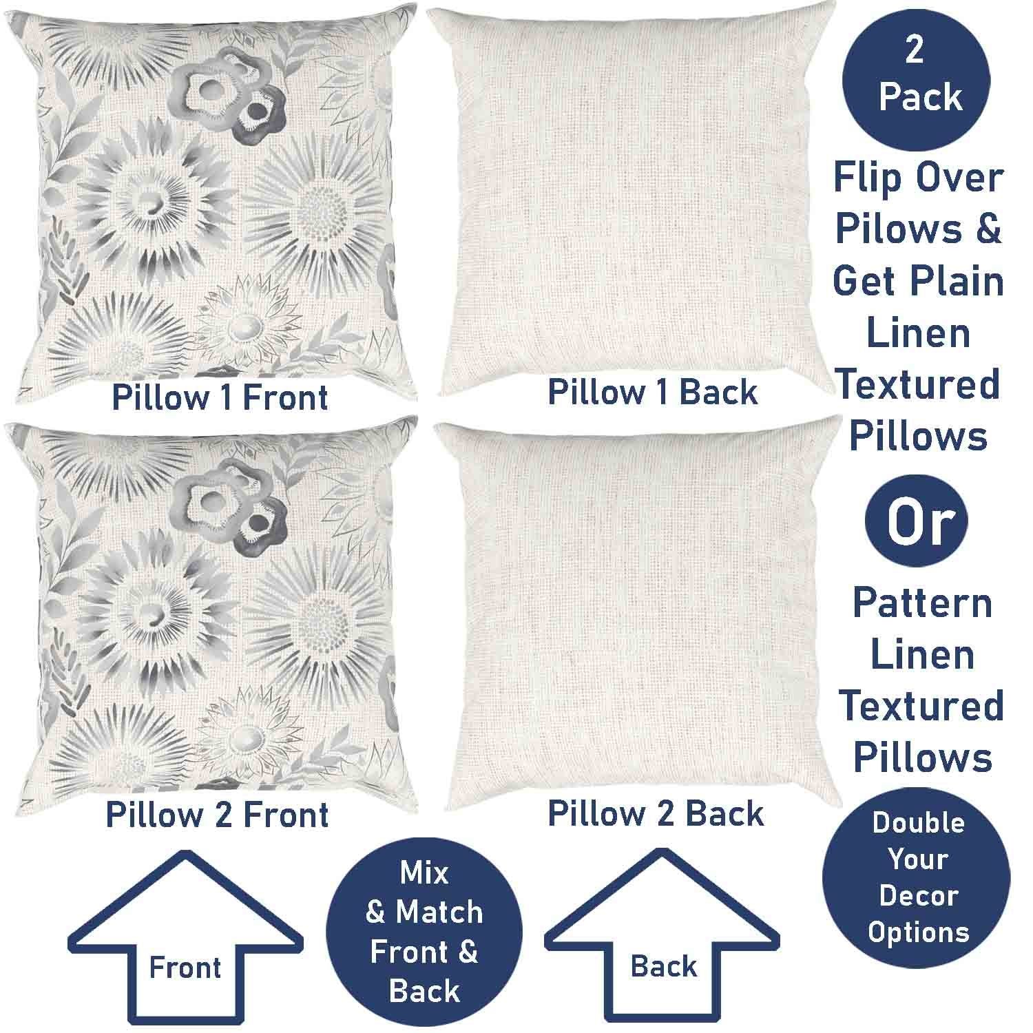 Ray & Iva Plaid Painterly & Watercolor Sunflower Pillow Cover Set