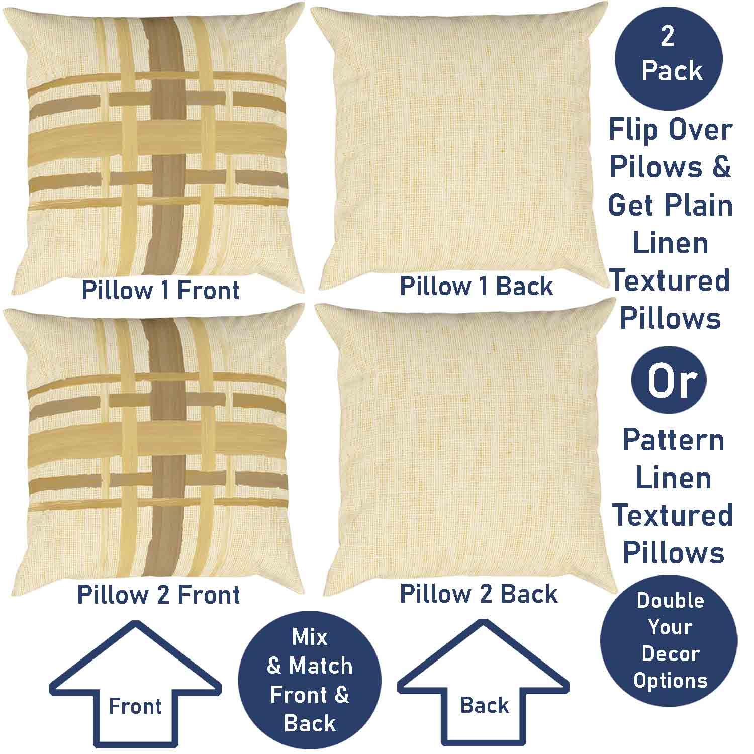 Ray & Iva Plaid Painterly & Watercolor Sunflower Pillow Cover Set