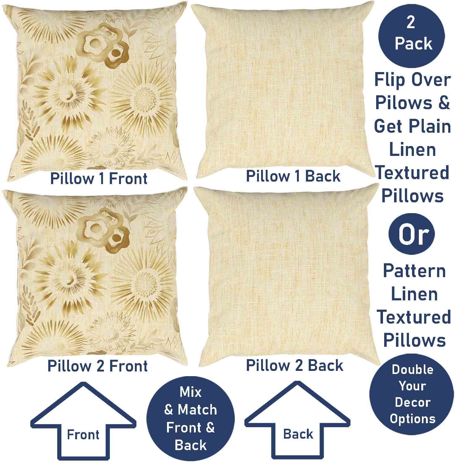 Ray & Iva Plaid Painterly & Watercolor Sunflower Pillow Cover Set