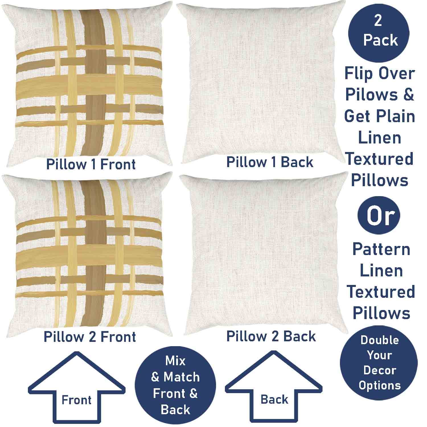 Ray & Iva Plaid Painterly & Watercolor Sunflower Pillow Cover Set