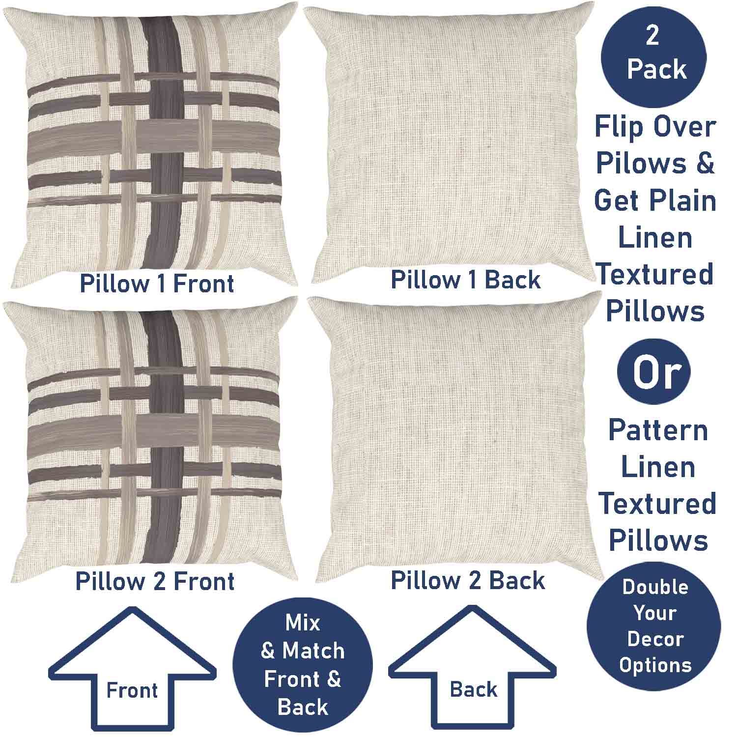 Ray & Iva Plaid Painterly & Watercolor Sunflower Pillow Cover Set