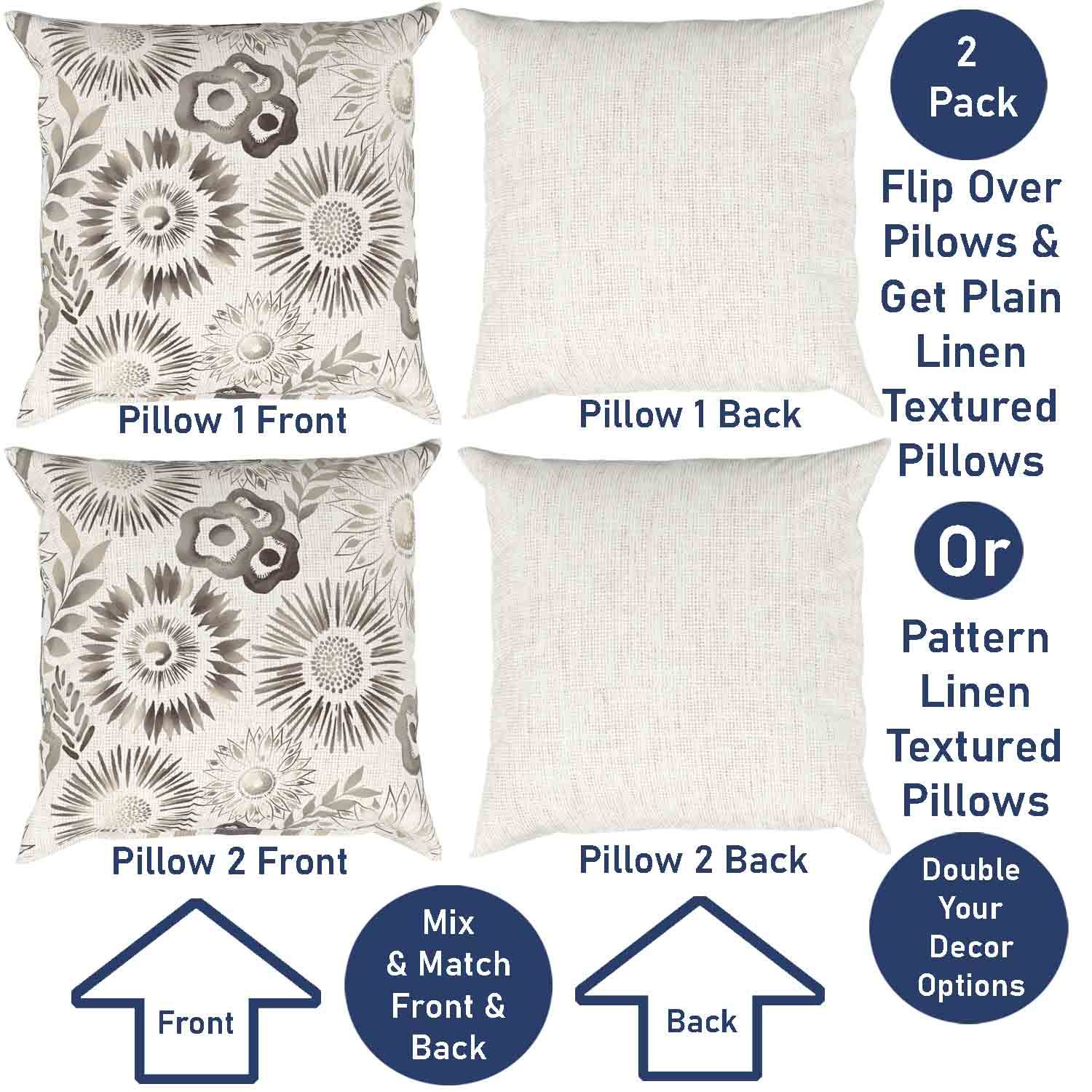 Ray & Iva Plaid Painterly & Watercolor Sunflower Pillow Cover Set
