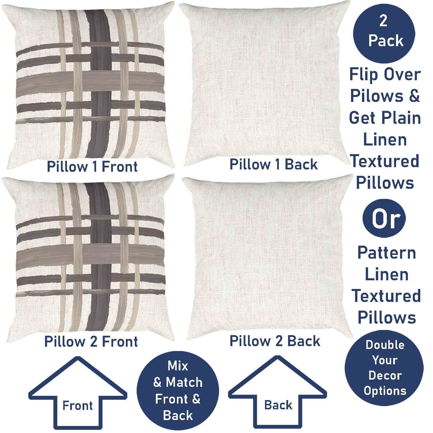 Ray & Iva Plaid Painterly & Watercolor Sunflower Pillow Cover Set