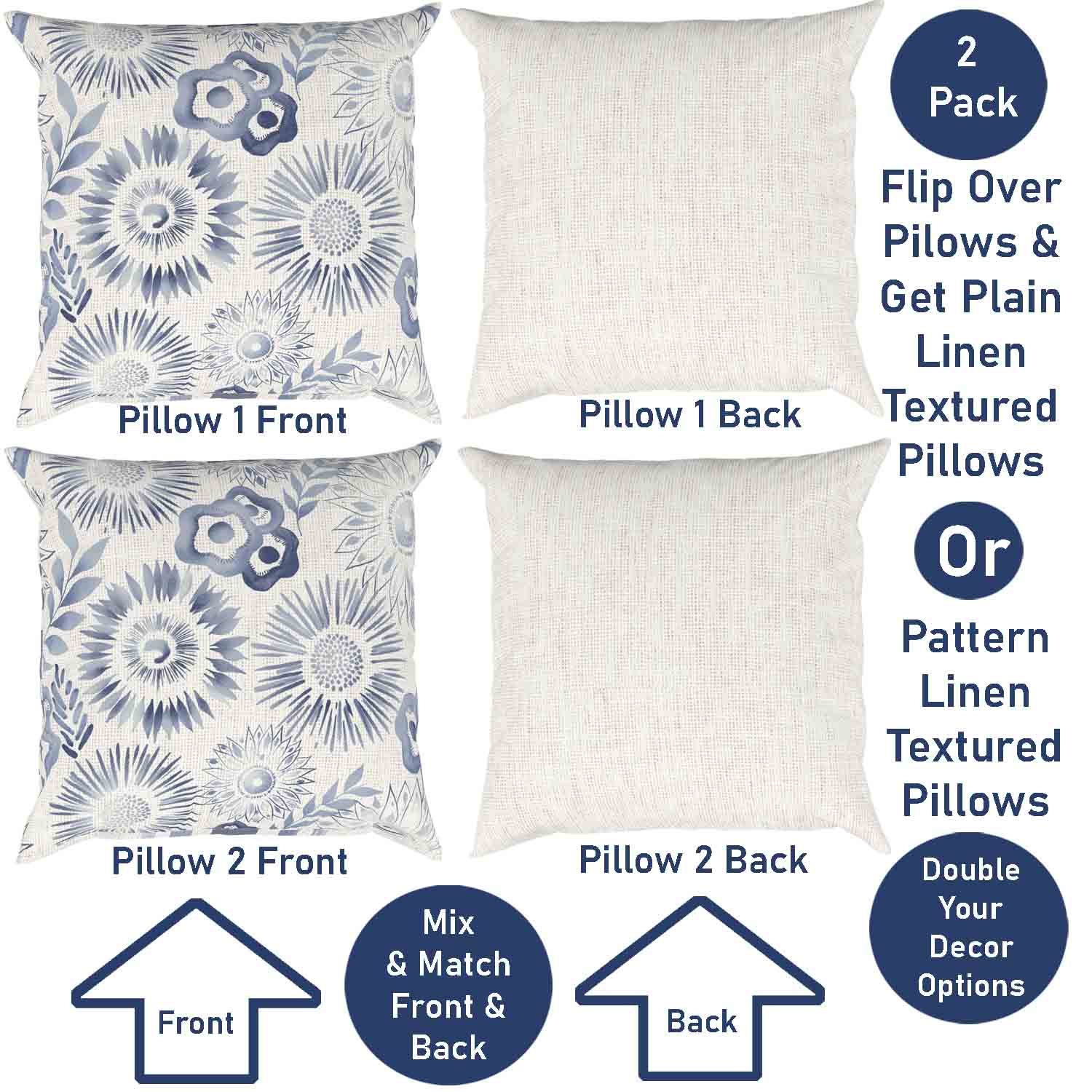 Ray & Iva Plaid Painterly & Watercolor Sunflower Pillow Cover Set