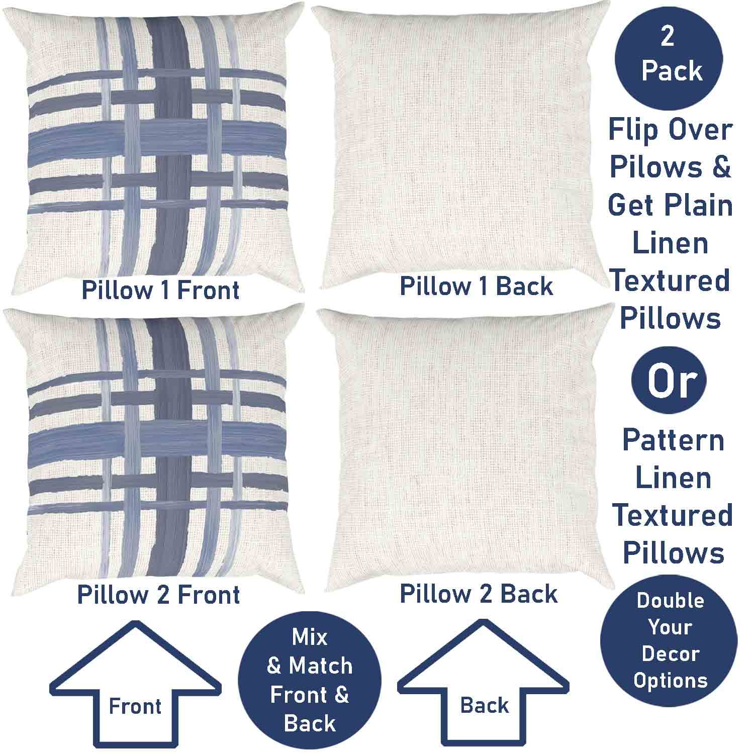 Ray & Iva Plaid Painterly & Watercolor Sunflower Pillow Cover Set