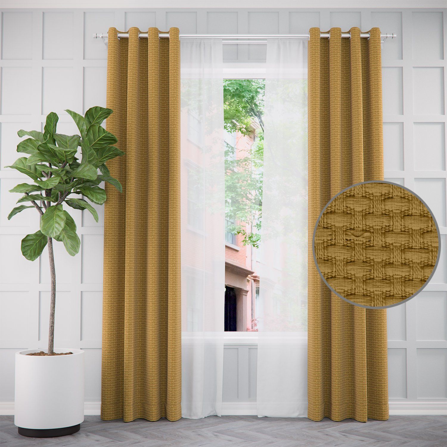 Pair of Blair Textured Curtains and Pair of Sheers