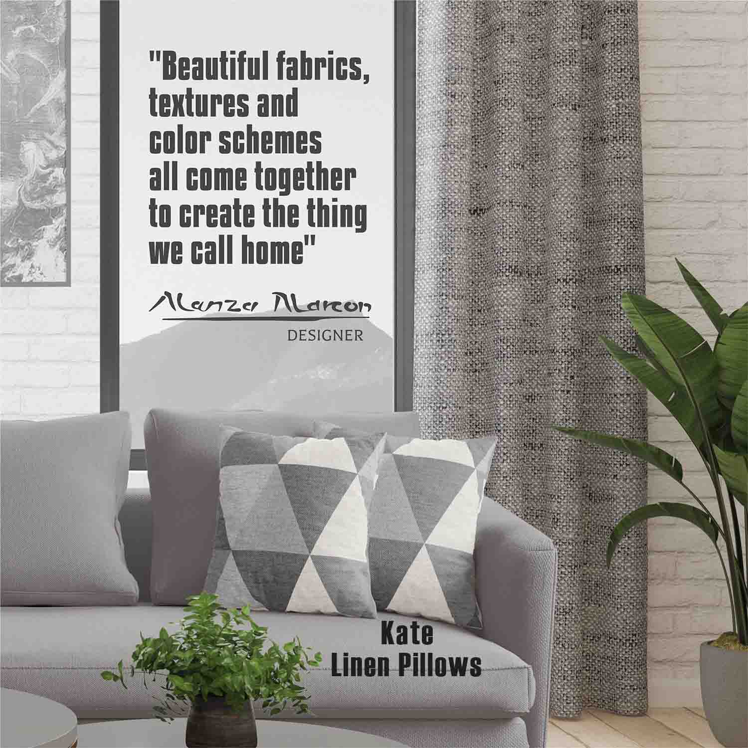 Gemma Linen Textured Unlined Curtain Panel (Blackout Available)