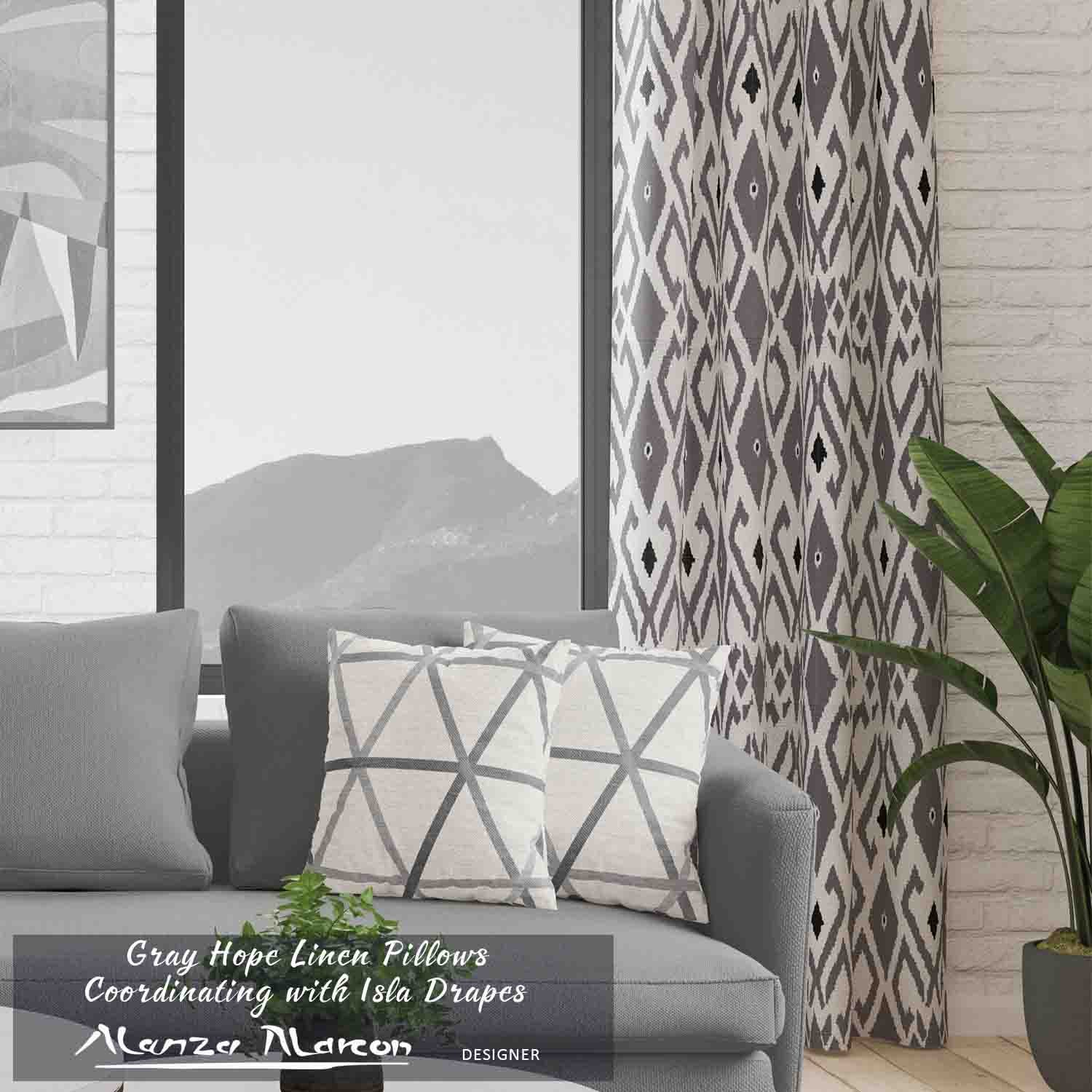 Pair Light Filtering Modern Limited Edition Isla Ikat Unlined Curtain Panel (Blackout Available)