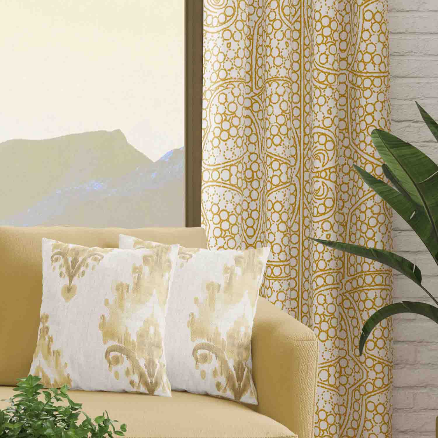 Set Of 2 Curtains & 2 Pillow Covers