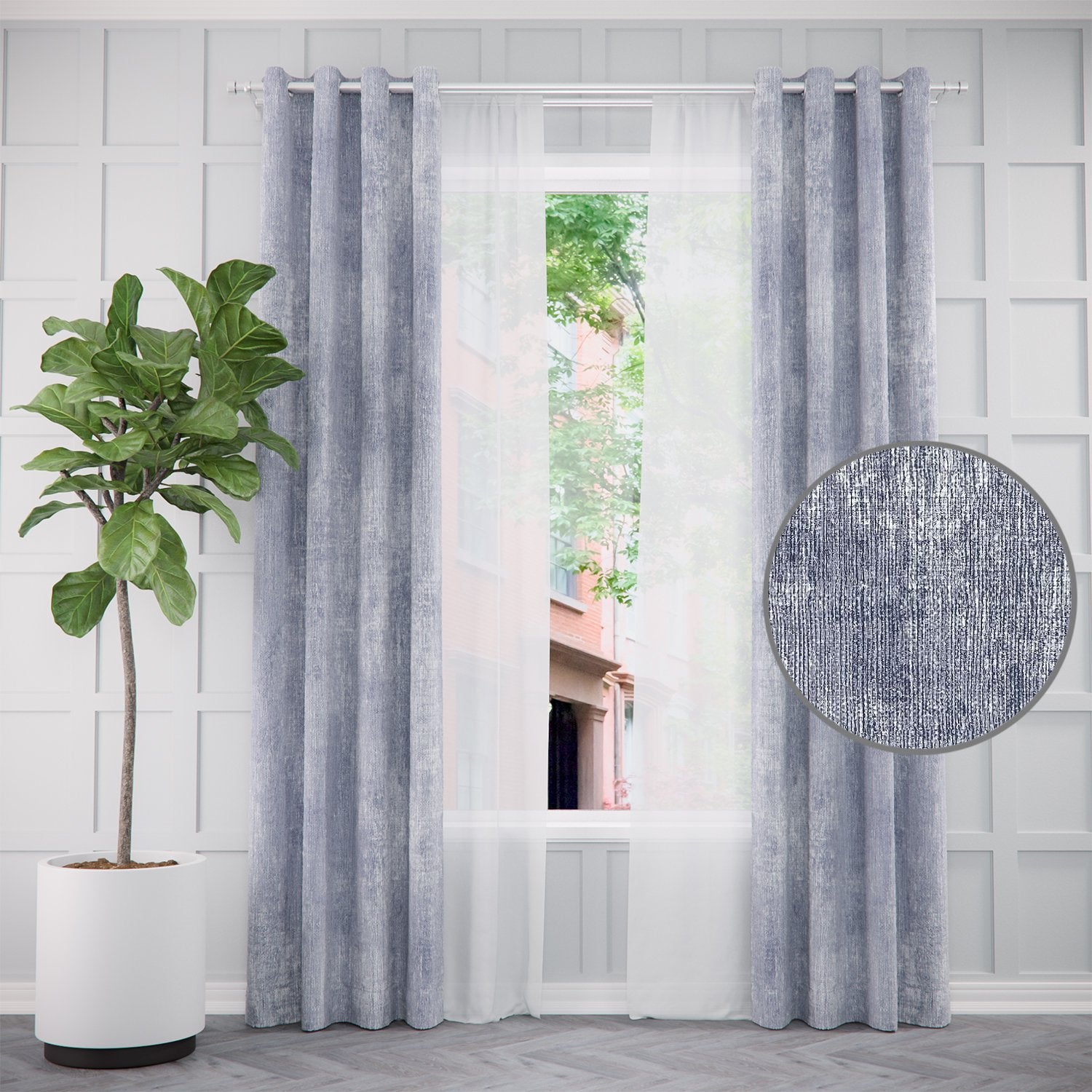 Pair of Urban Luster Abstract Curtains and Pair of Sheers
