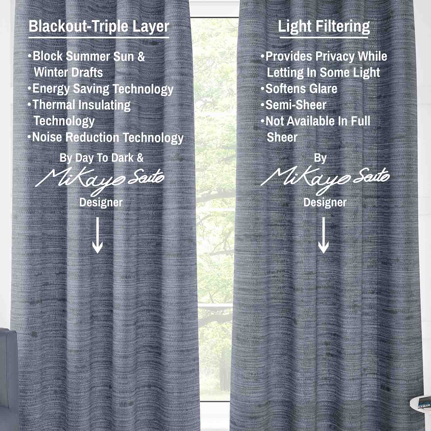 Pair Light Filtering Dakota Semi Sheer Curtain Panel (Blackout Available)