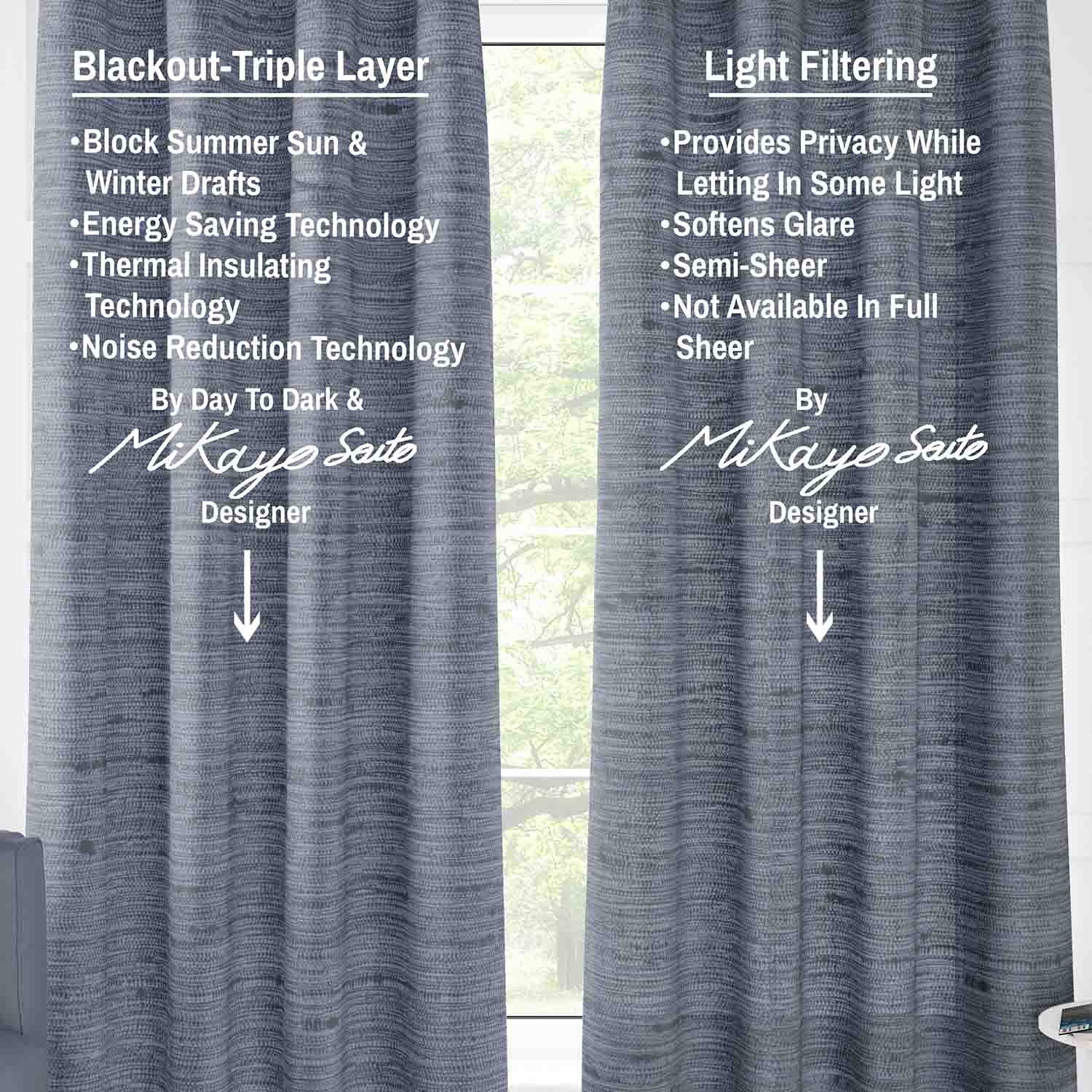 Dakota Semi Sheer Curtain Panel (Light Filtering & Blackout Available)