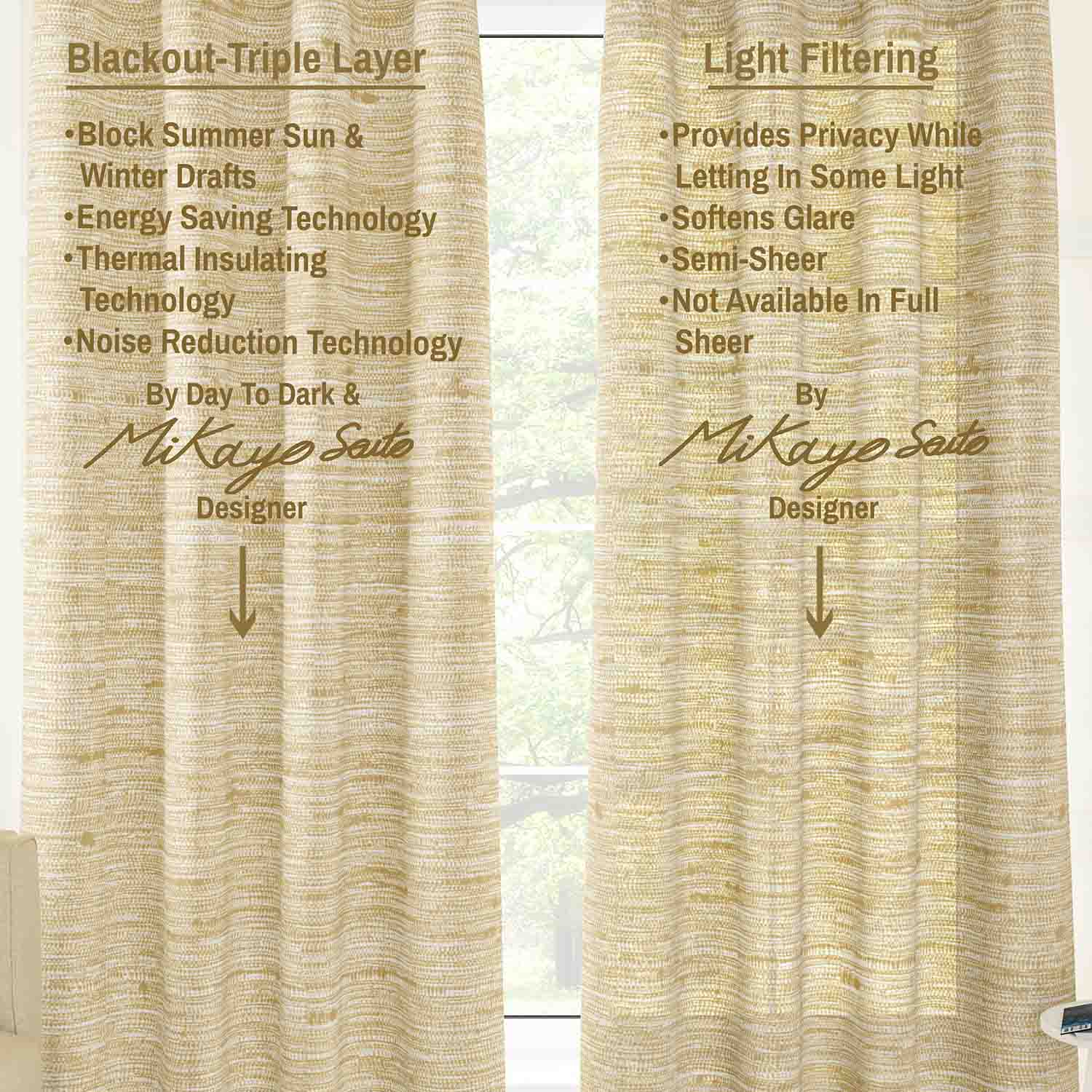 Dakota Semi Sheer Curtain Panel (Light Filtering & Blackout Available)