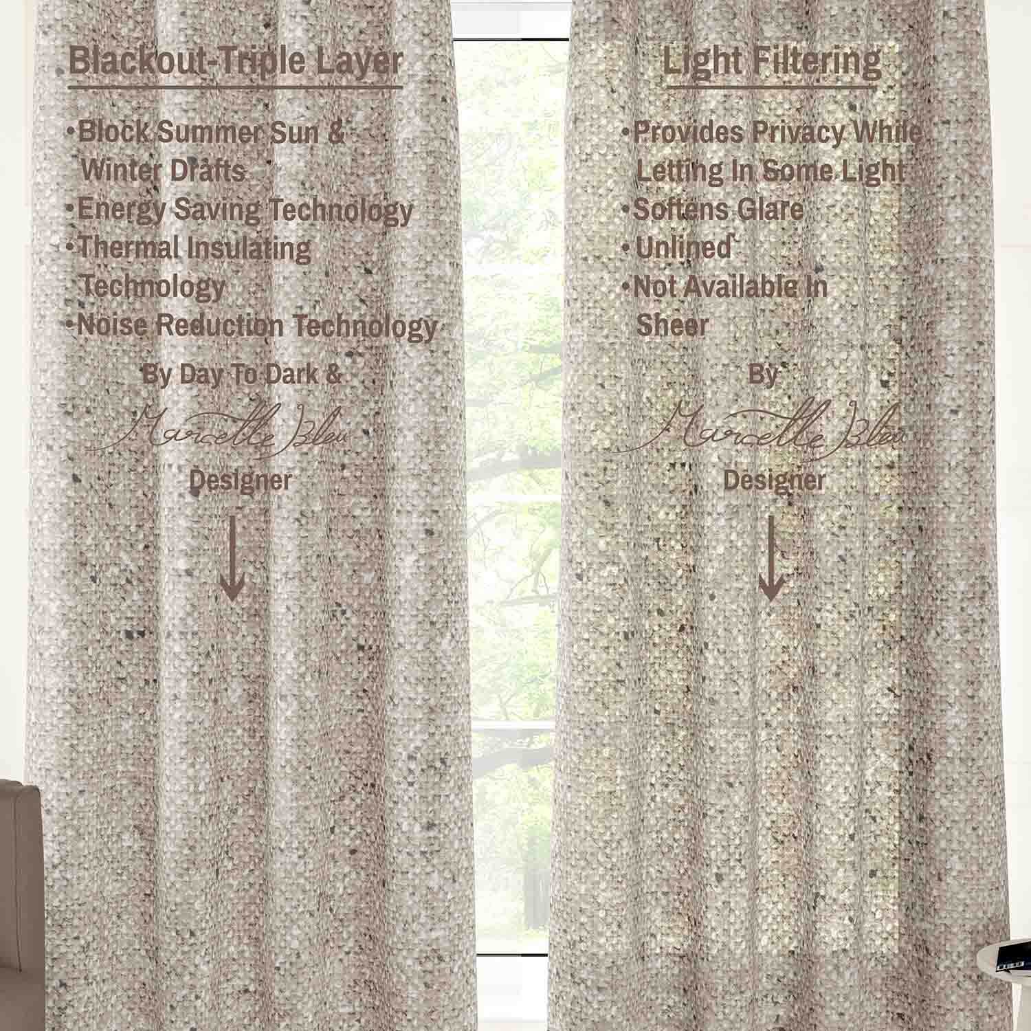 Ezra Tweed Faux Wool Burlap Texture Unlined Curtain Panel (Light Filtering & Blackout Available)