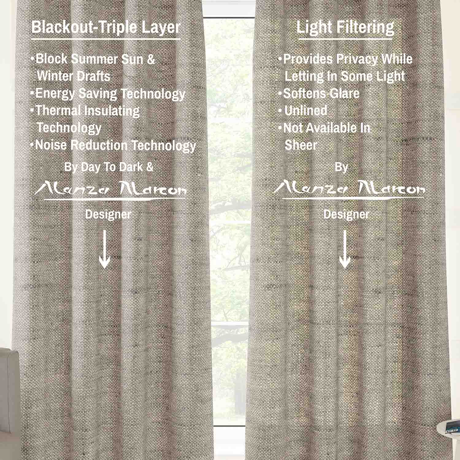 Pair Light Filtering Gemma Linen Textured Unlined Curtain Panel (Blackout Available)