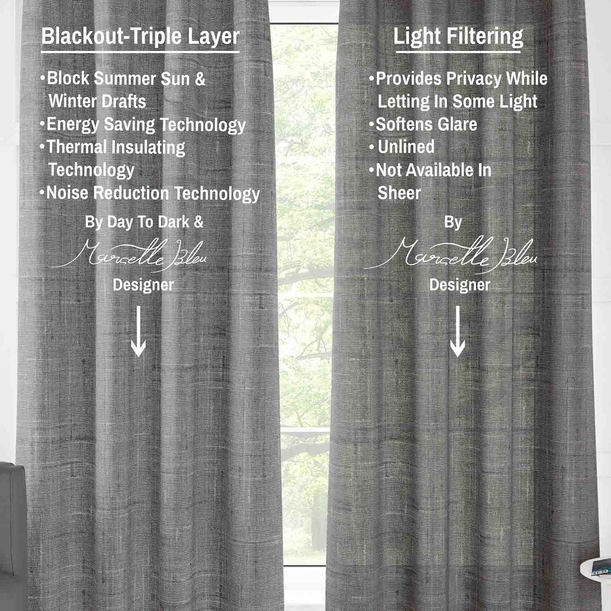 Zara Linen Texture Unlined Light Filtering Curtain Panel (Light 