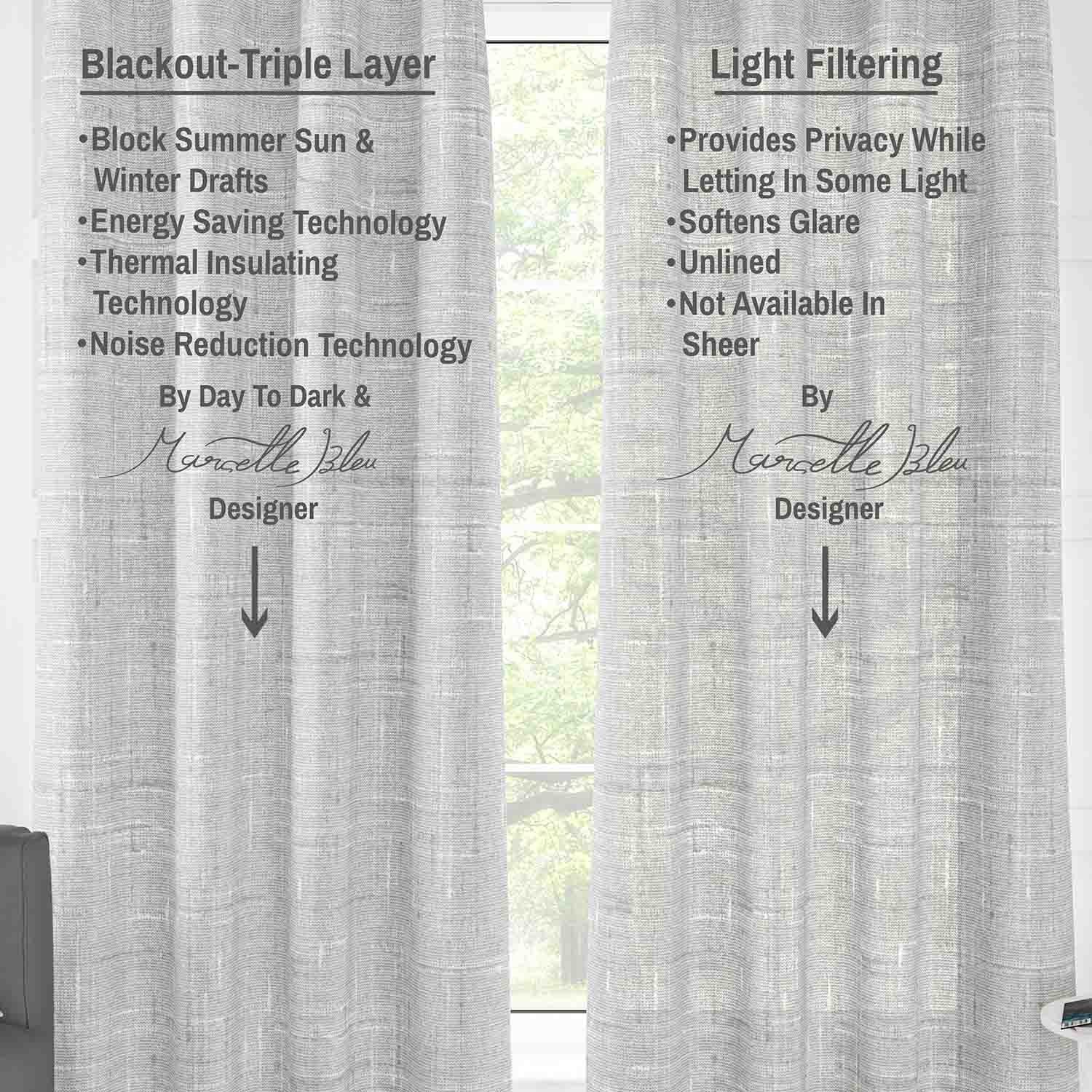 Pair Light Filtering Zara Linen Texture Unlined Light Filtering Curtain Panel (Blackout Available)
