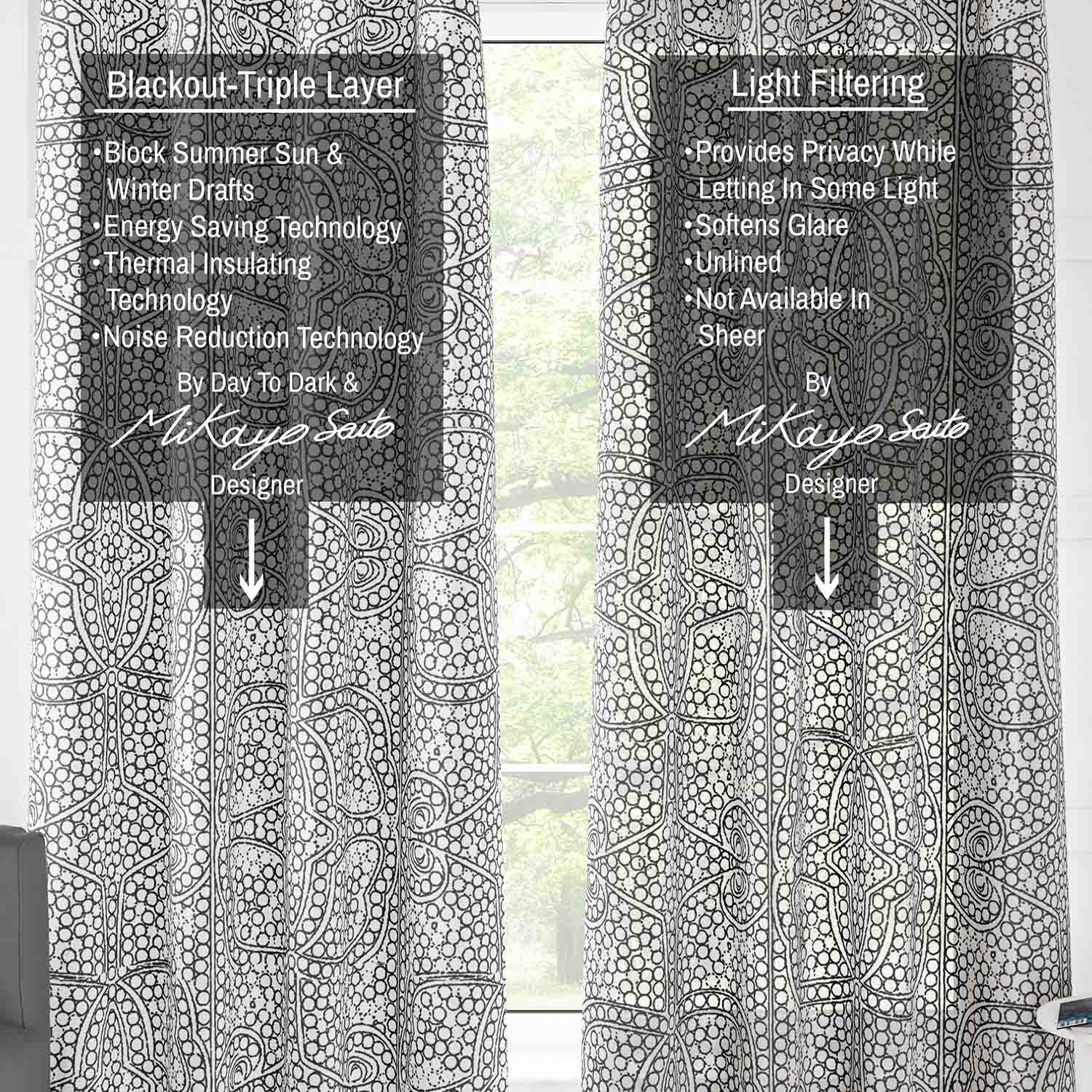 Pair Light Filtering Funky Tatum Tribal Unlined Curtain Panel (Blackout Available)